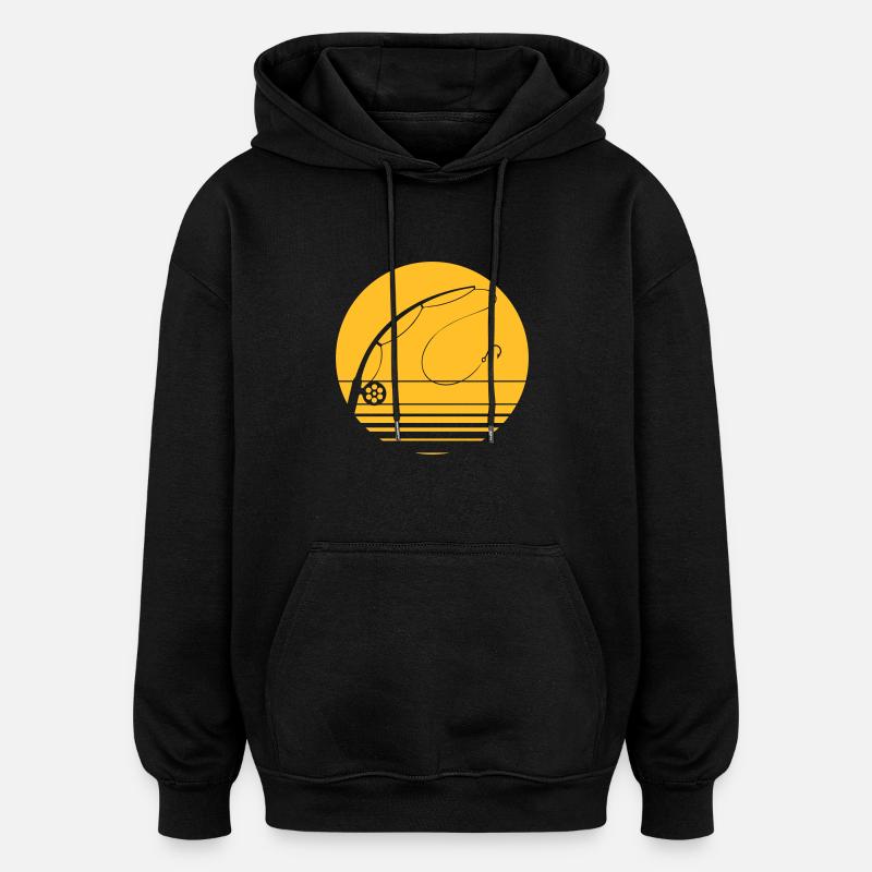 Fishing In The Sunset - Oversized Unisex Hoodie - black