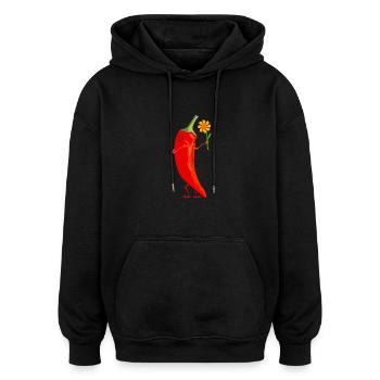 Mrs. Chili - Oversized Unisex Hoodie - Schwarz - Vorne - Noah (186cm)