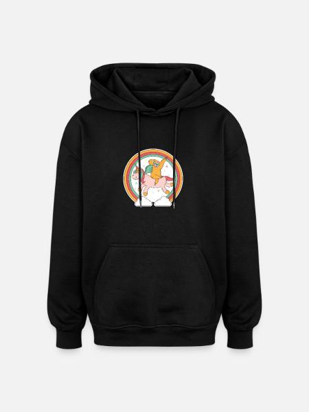 Faultier Einhorn Bunt - Oversized Unisex Hoodie - Schwarz