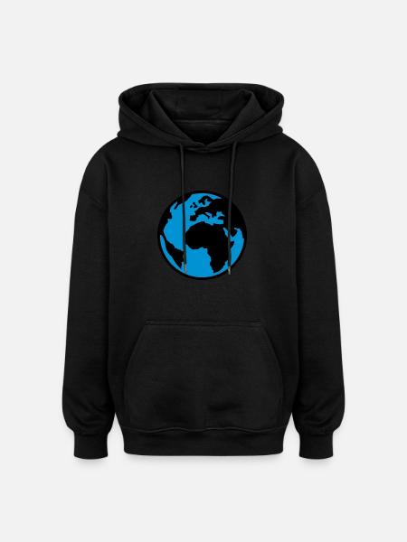 Earth - World - Globe - 2C - Oversized Unisex Hoodie - black