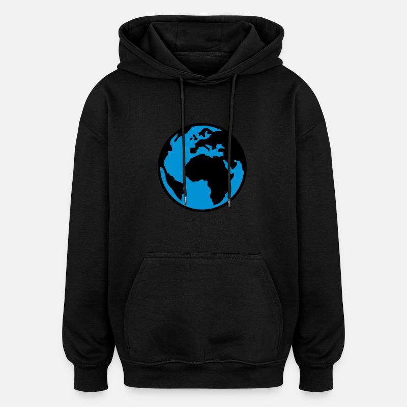 Terre - Monde - Globe - 2C - Sweat à capuche oversize unisexe - noir