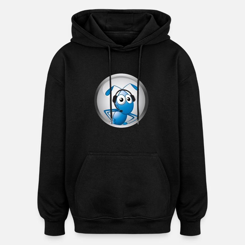 Ameise mit Headset - Oversized Unisex Hoodie - Schwarz