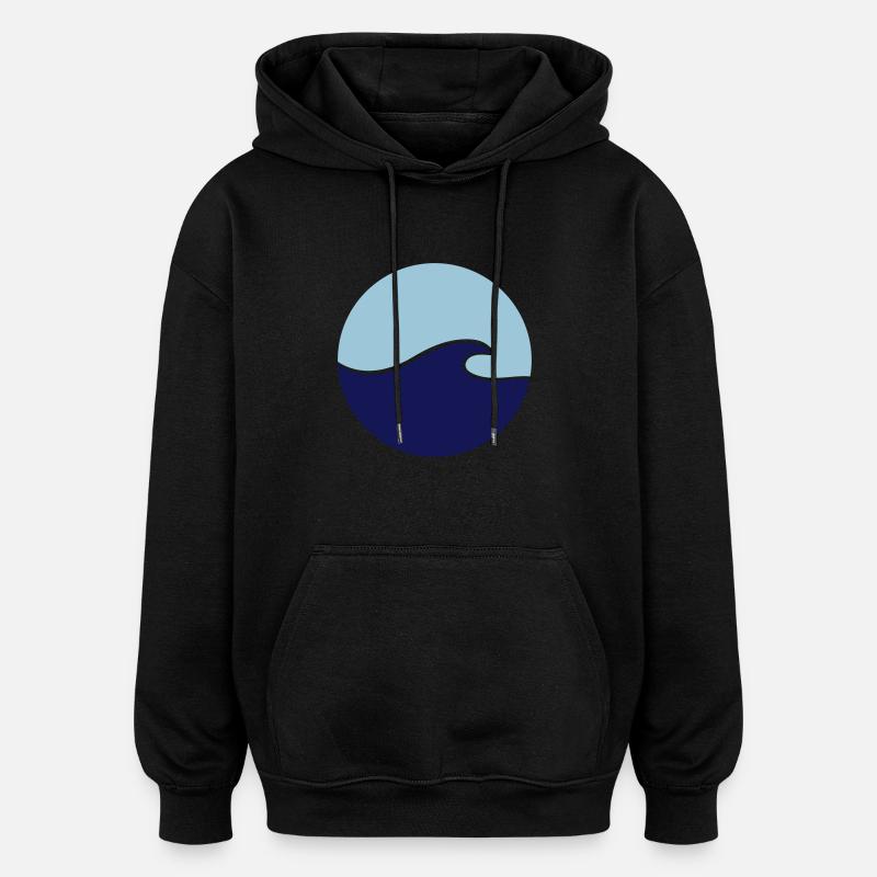 Vague - Sweat à capuche oversize unisexe - noir