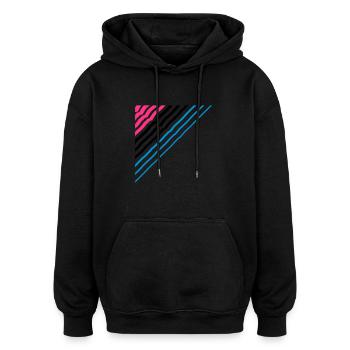 Triangular shape lines Many lines pattern - Oversized Unisex Hoodie - black - Front - Noah (186cm)