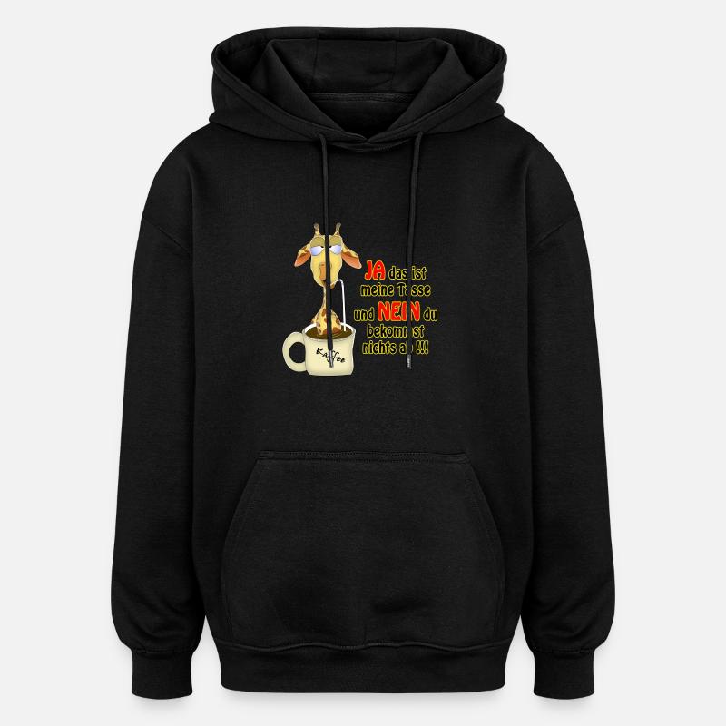 Giraffe im Kaffee - Oversized Unisex Hoodie - Schwarz
