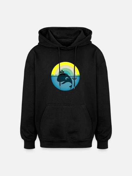 Whale - Oversized Unisex Hoodie - black