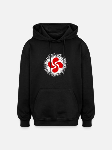 croix basque design 85 - Sweat à capuche oversize unisexe - noir