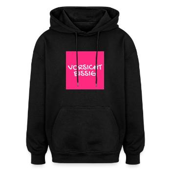 Vorsicht Bissig Mundschutz Nasenschutz - Oversized Unisex Hoodie - Schwarz - Vorne - Noah (186cm)