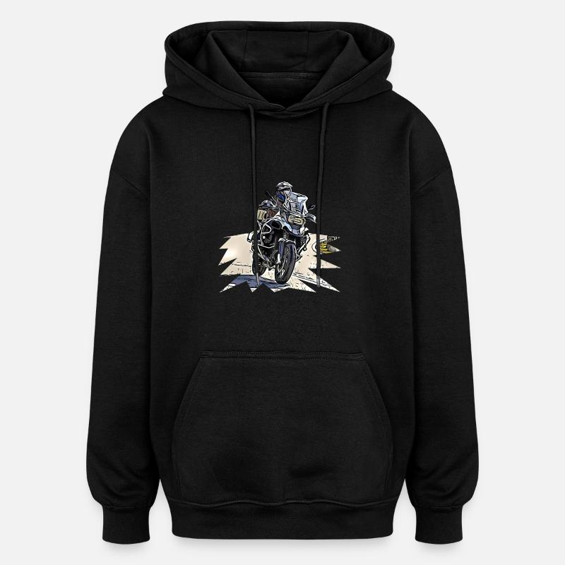 Courbe de vélo d’aventure - Sweat à capuche oversize unisexe - noir