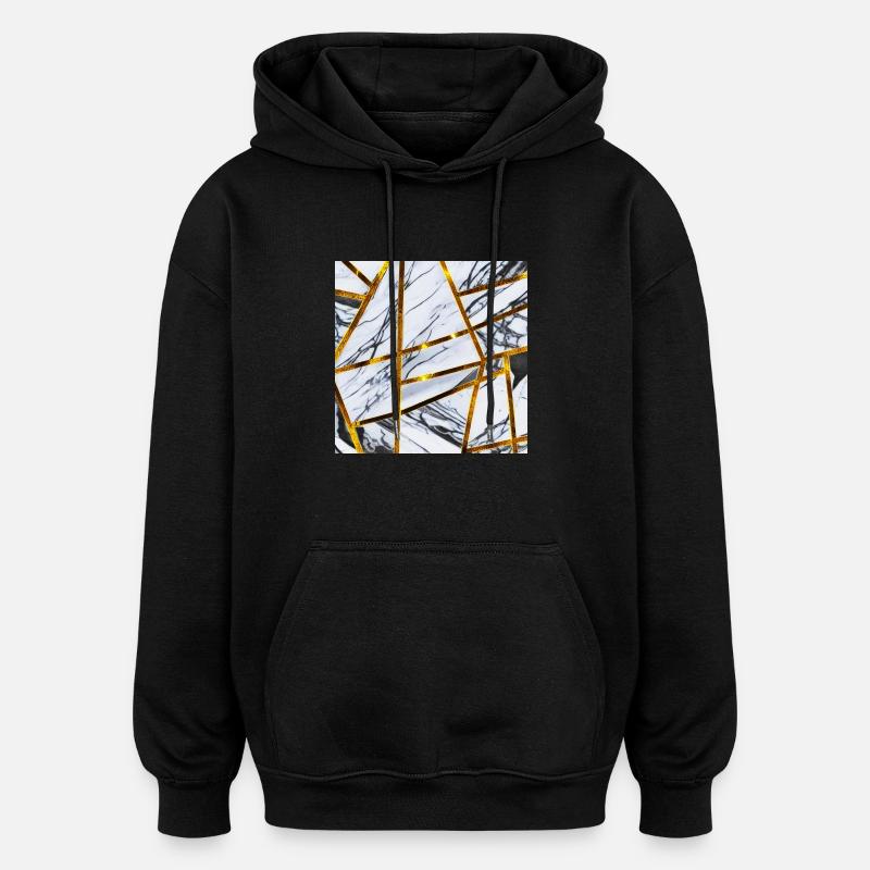 Marbre Or Blanc - Sweat à capuche oversize unisexe - noir