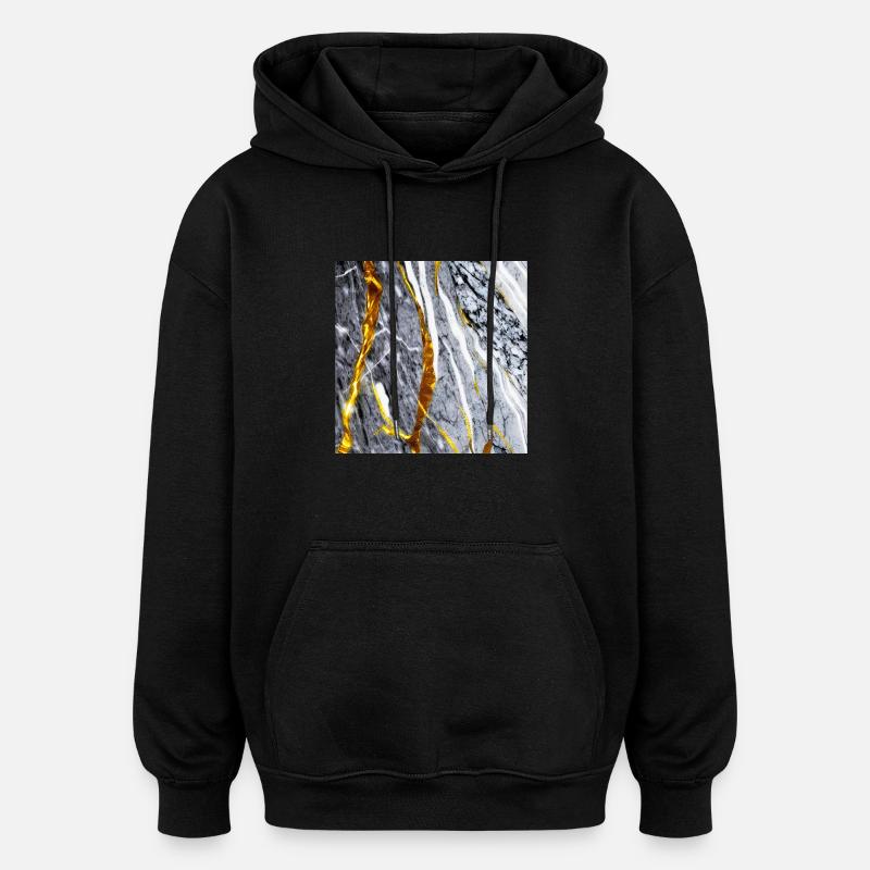 Marmor Gold Textur - Oversized Unisex Hoodie - Schwarz