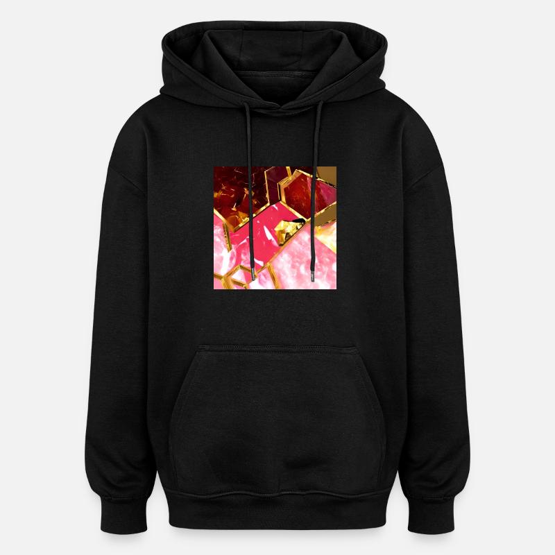 Texture d’or rose marbre - Sweat à capuche oversize unisexe - noir
