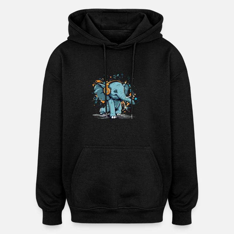 Mikoi l'éléphant danseur - Sweat à capuche oversize unisexe - noir