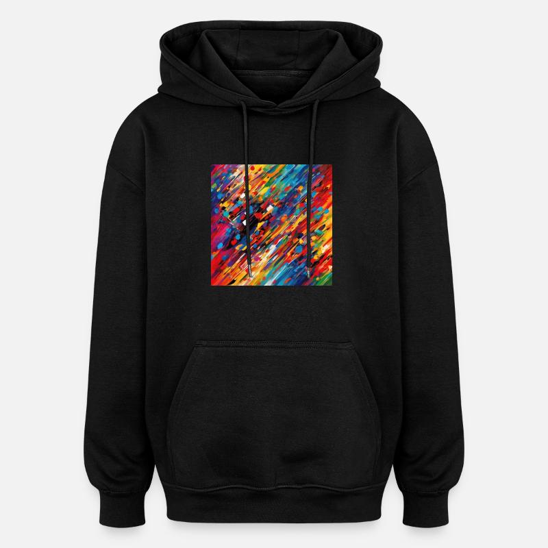 Traits en mouvement - Sweat à capuche oversize unisexe - noir