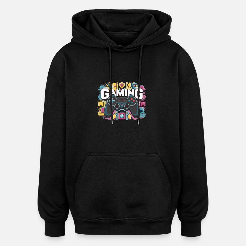 Jeux - Manettes - Sweat à capuche oversize unisexe - noir