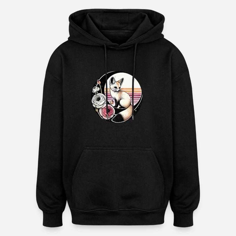 Fennec Renard - Sweat à capuche oversize unisexe - noir