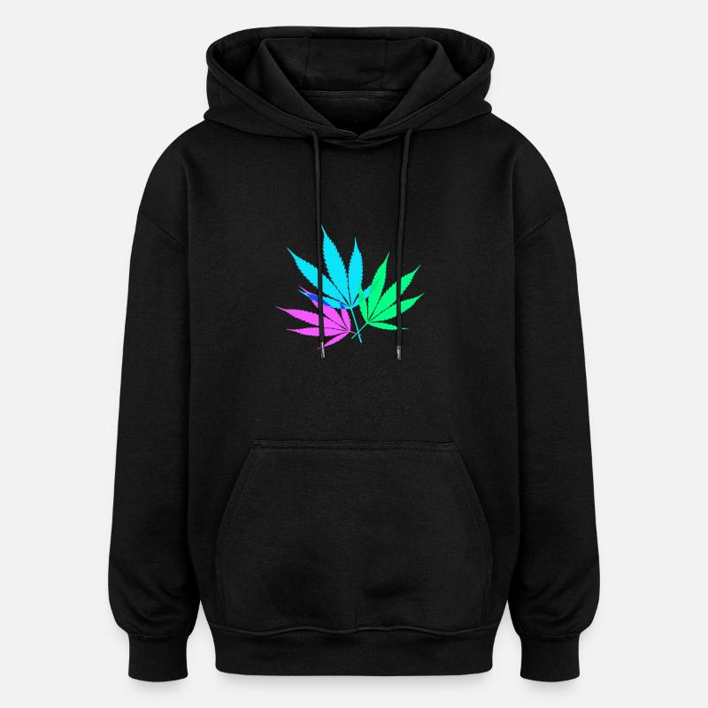 Bunte Hanfblätter - Oversized Unisex Hoodie - Schwarz