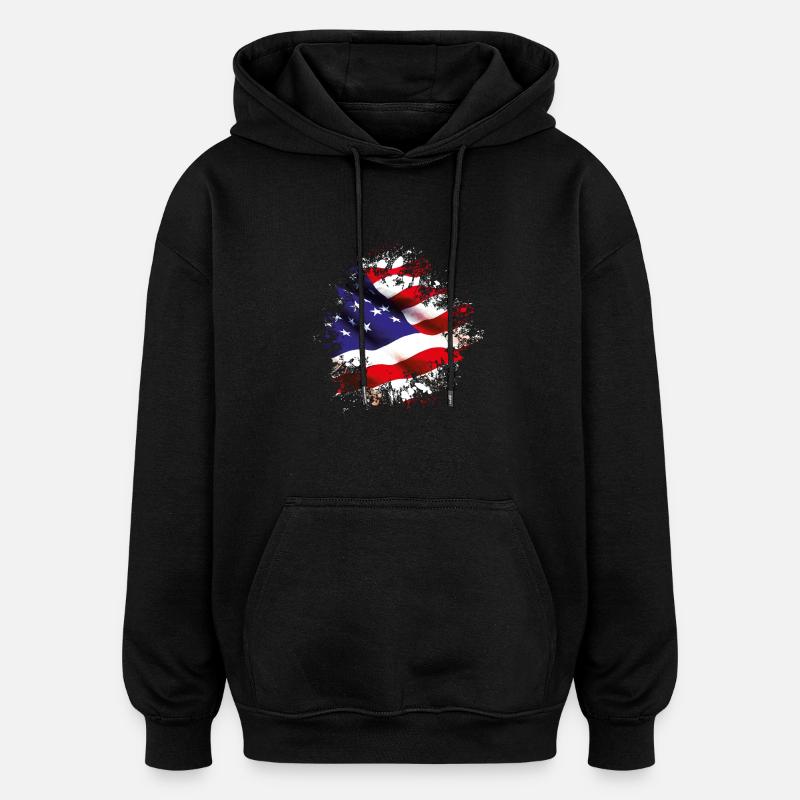 splat États-Unis - Sweat à capuche oversize unisexe - noir