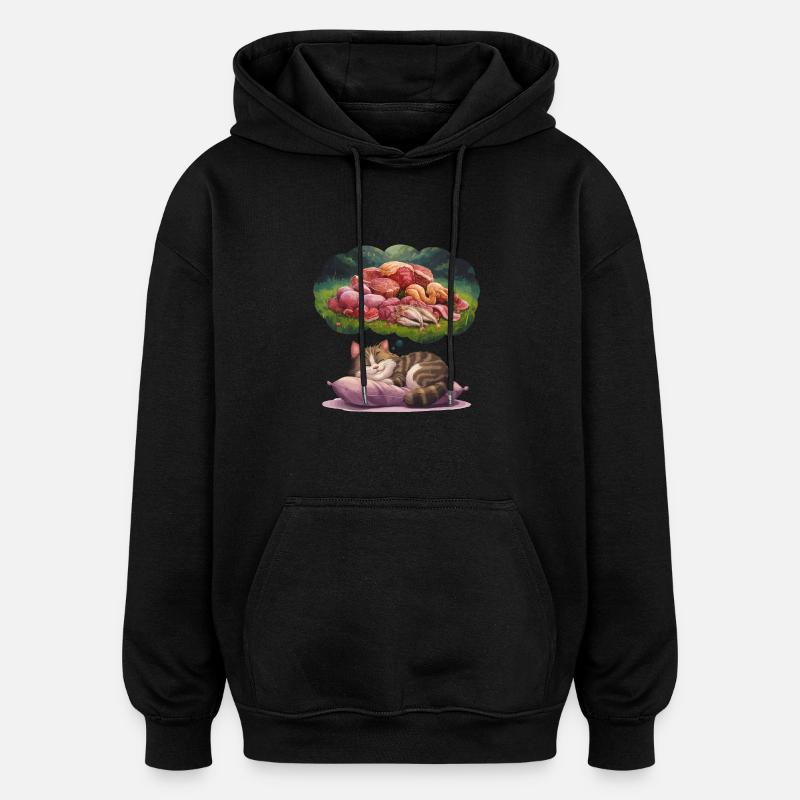 Rêve de chat - Sweat à capuche oversize unisexe - noir