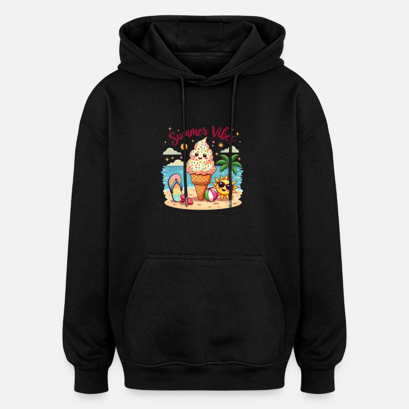 AMBIANCE ESTIVALE - Sweat à capuche oversize unisexe - noir