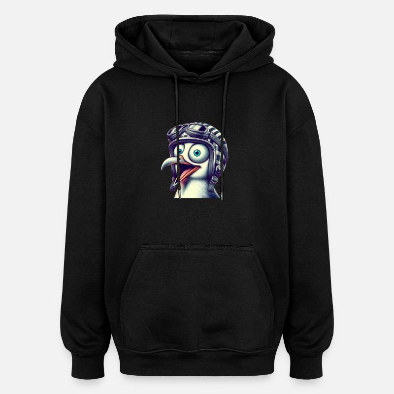 Cracy Möwe - Oversized Unisex Hoodie - Schwarz