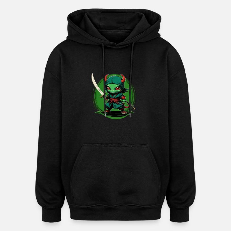 Ninja Salamandre Verte 1 - Sweat à capuche oversize unisexe - noir