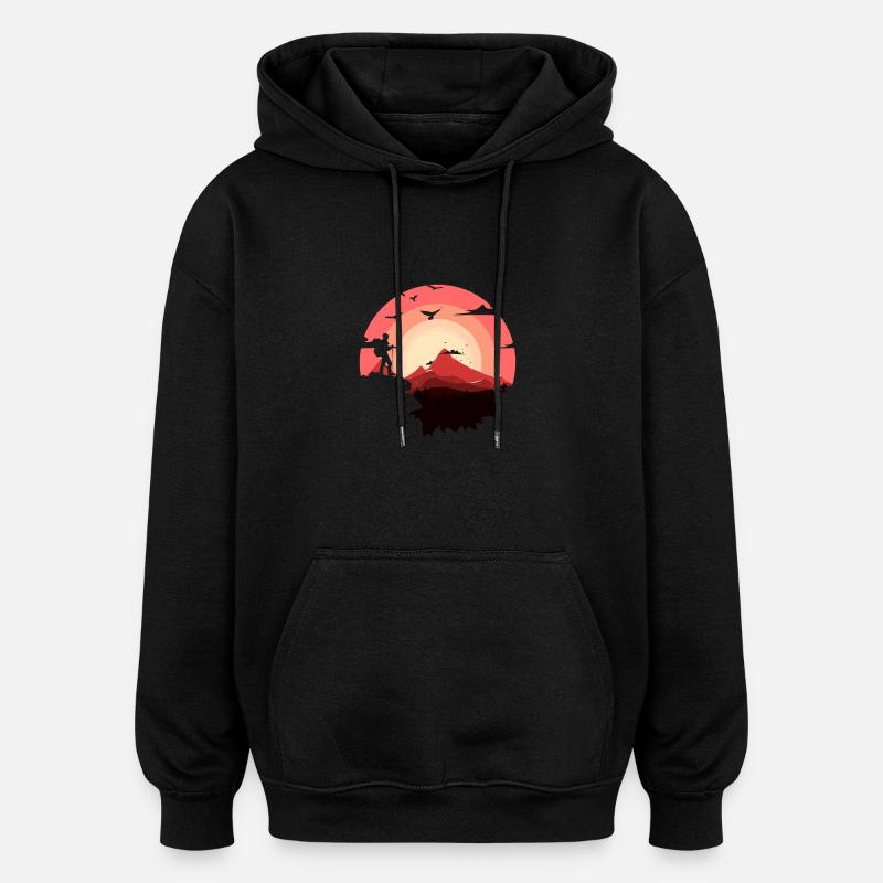 Sunset climbing - Oversized Unisex Hoodie - black