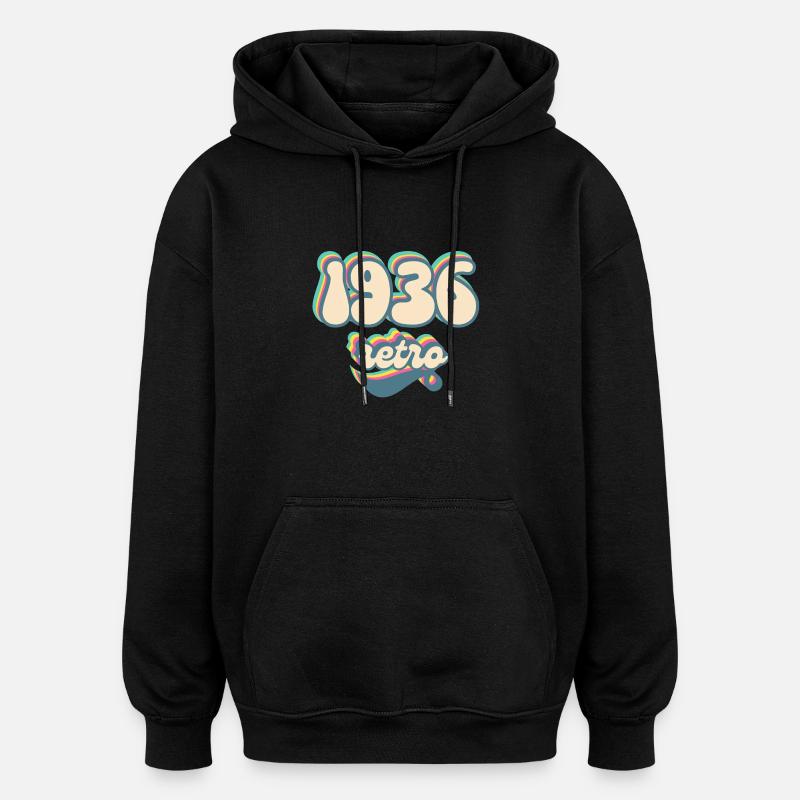1936 retro idée cadeau - Sweat à capuche oversize unisexe - noir