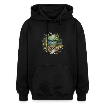 Ruhige Natur Liebe - Oversized Unisex Hoodie - Schwarz - Vorne - Noah (186cm)