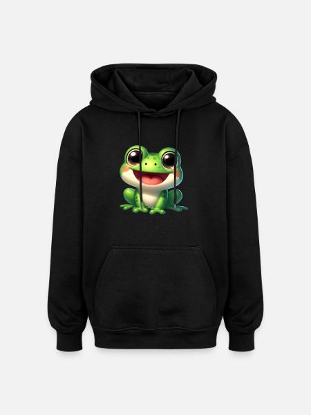 Frog / Frosch - Oversized Unisex Hoodie - Schwarz