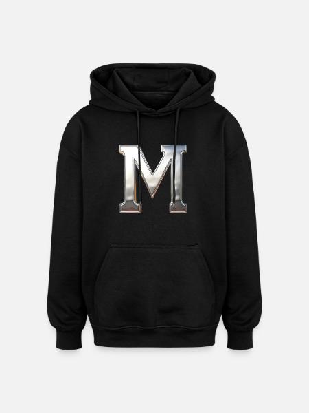 Chrome ,, M " Metallic - Oversized Unisex Hoodie - black