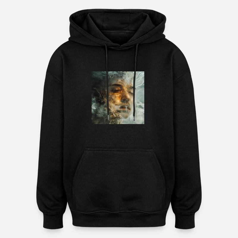 dragonqodeLUO - Sweat à capuche oversize unisexe - noir