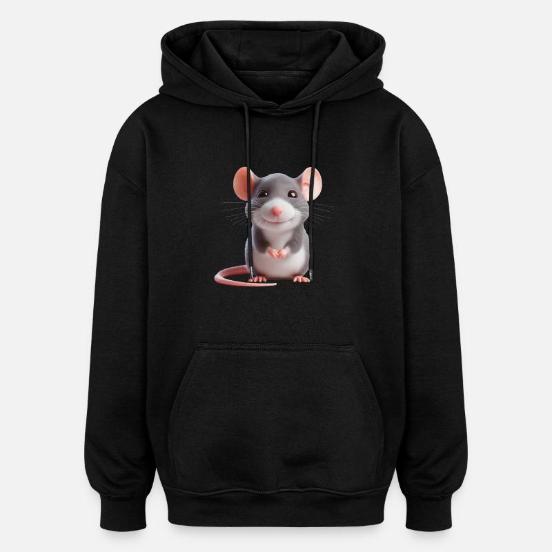 Souris 3 - Sweat à capuche oversize unisexe - noir