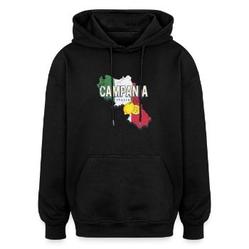 Campanie Italie Région Rétro Carte Murale Vintage - Sweat à capuche oversize unisexe - noir - Devant - Noah (186cm)