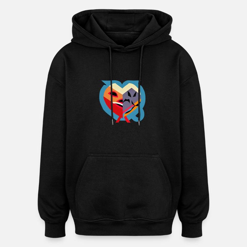 Zwei Gesichter des Herzens - Oversized Unisex Hoodie - Schwarz