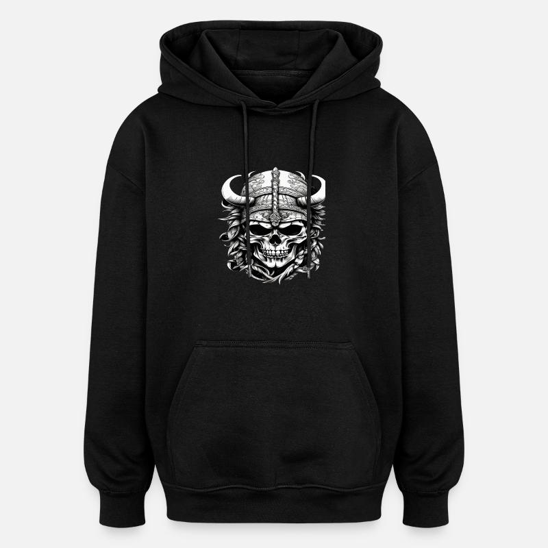 Wikinger Schädel - Oversized Unisex Hoodie - Schwarz