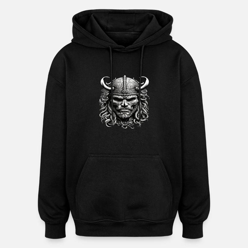 Wikinger Schädel - Oversized Unisex Hoodie - Schwarz