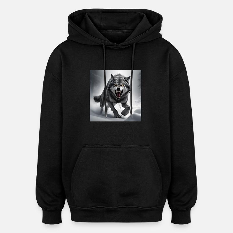 wolf animal vector nature illustration design wild - Oversized luvtröja unisex - svart