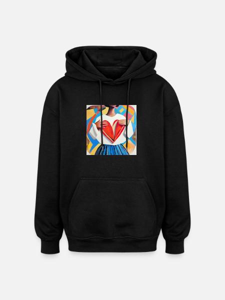 Does my heart match me? - Oversized Unisex Hoodie - black
