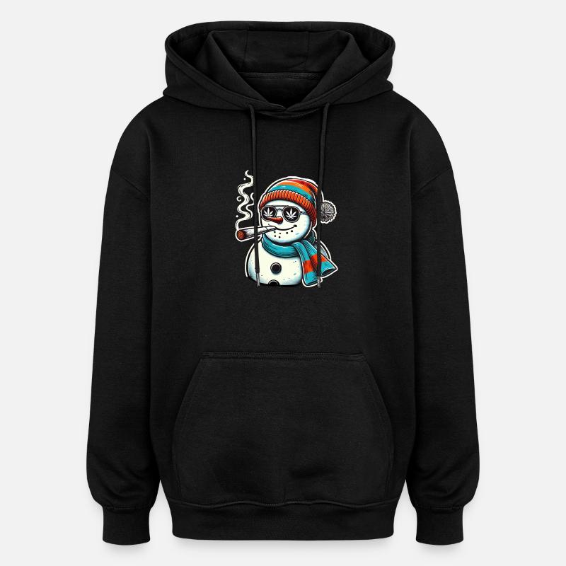 Kiffer Schneemann Winter Weihnachten Hanf - Oversized Unisex Hoodie - Schwarz