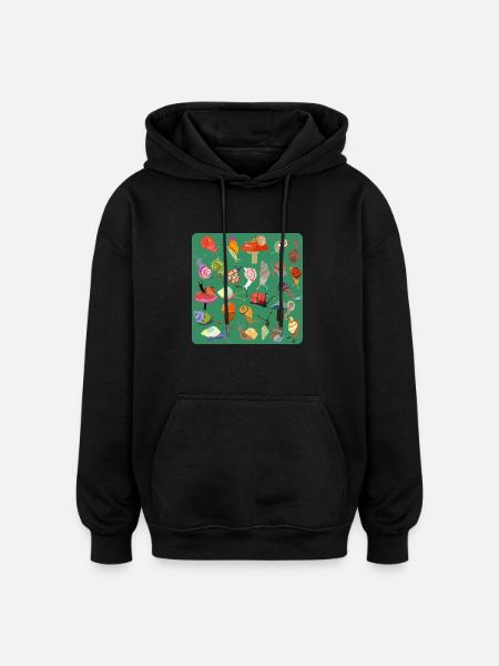 Snail Bouquet - Oversized Unisex Hoodie - black
