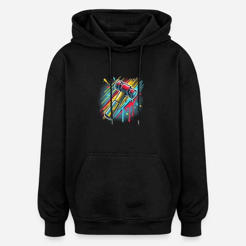 Hammer Typ Handwerker - Oversized Unisex Hoodie - Schwarz
