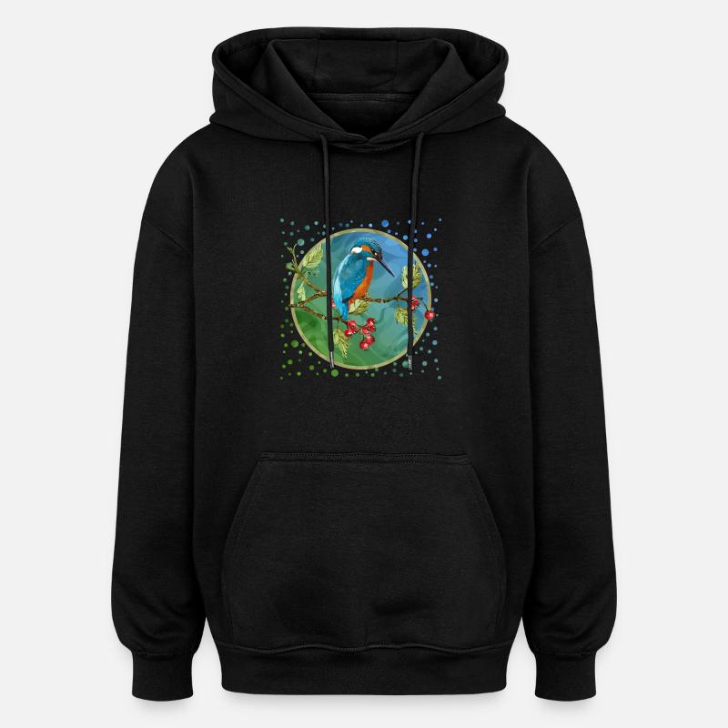 Bunter Vogel - Oversized Unisex Hoodie - Schwarz