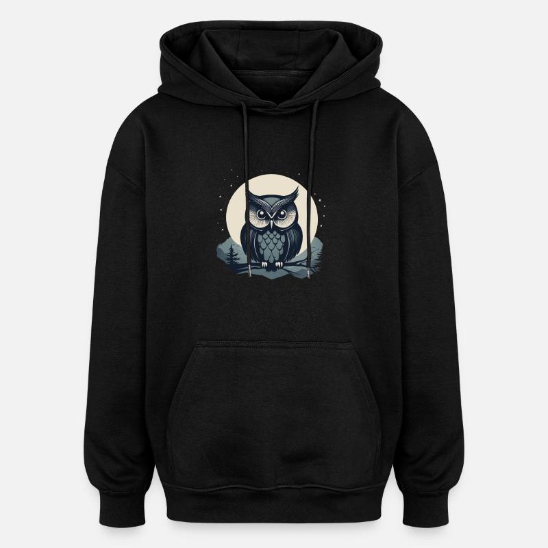 StilisierteEule - Oversized Unisex Hoodie - Schwarz