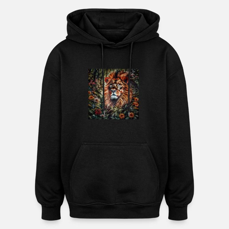 Lion - Sweat à capuche oversize unisexe - noir