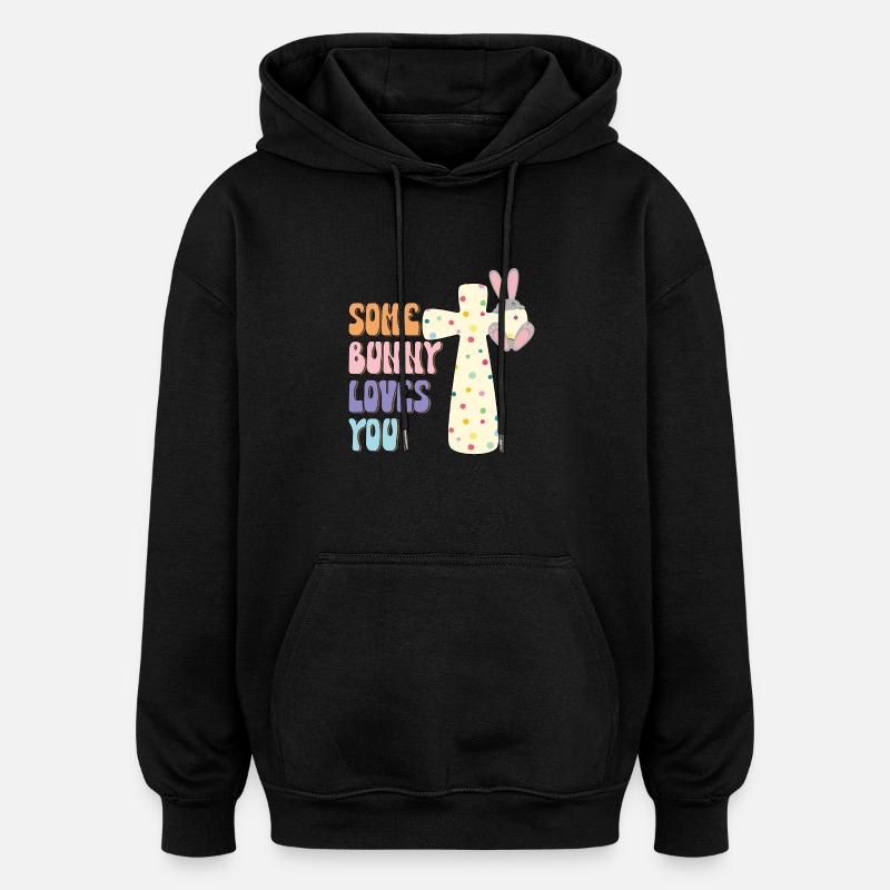 Un lapin t’aime en croix - Sweat à capuche oversize unisexe - noir