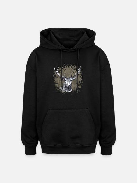 Deer - Oversized Unisex Hoodie - black