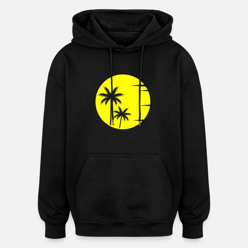 Sunset Palmen - Oversized Unisex Hoodie - Schwarz