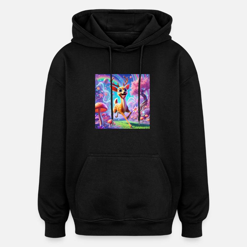 WONDER CHEVREUIL - Sweat à capuche oversize unisexe - noir
