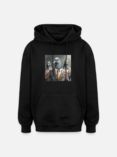 Doves in suits - Oversized Unisex Hoodie - black